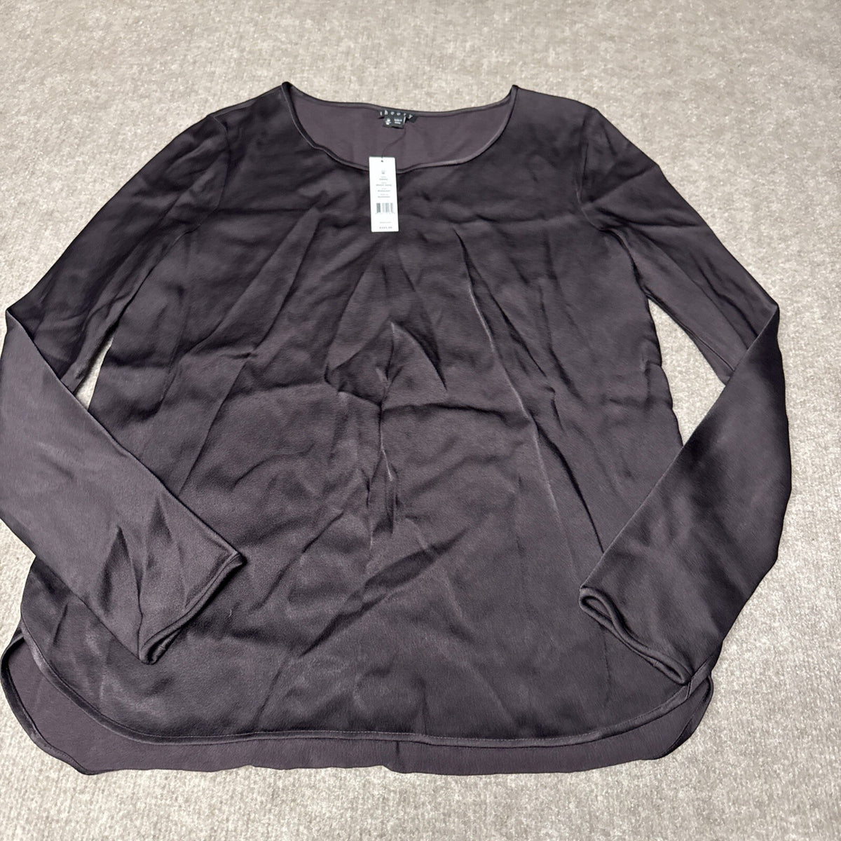 Theory Vintage Y2K Nishra Liquid Satin M Tunic Top Dark Burgundy Sz M NWT