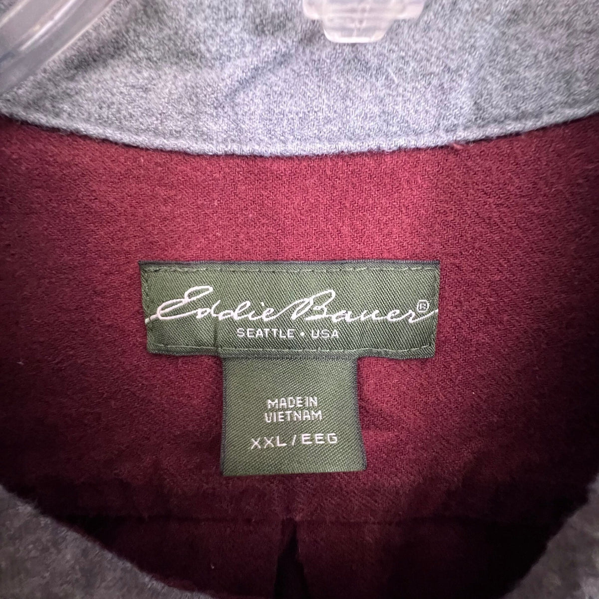 Vintage Eddie Bauer Mens XXL Button Down Shirt Long Sleeve Casual Top Burgundy