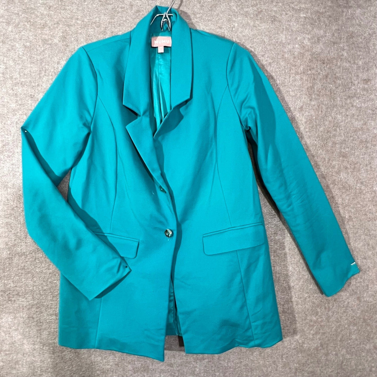 Show Me Your Mumu Ezra Blazer Womens Medium Teal Suiting Stretchy Minimalist