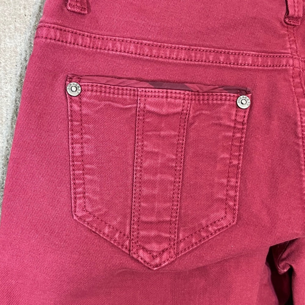 Burberry Skinny Leg Pants Women 26 Red Cropped Low Rise Designer Casual Chic