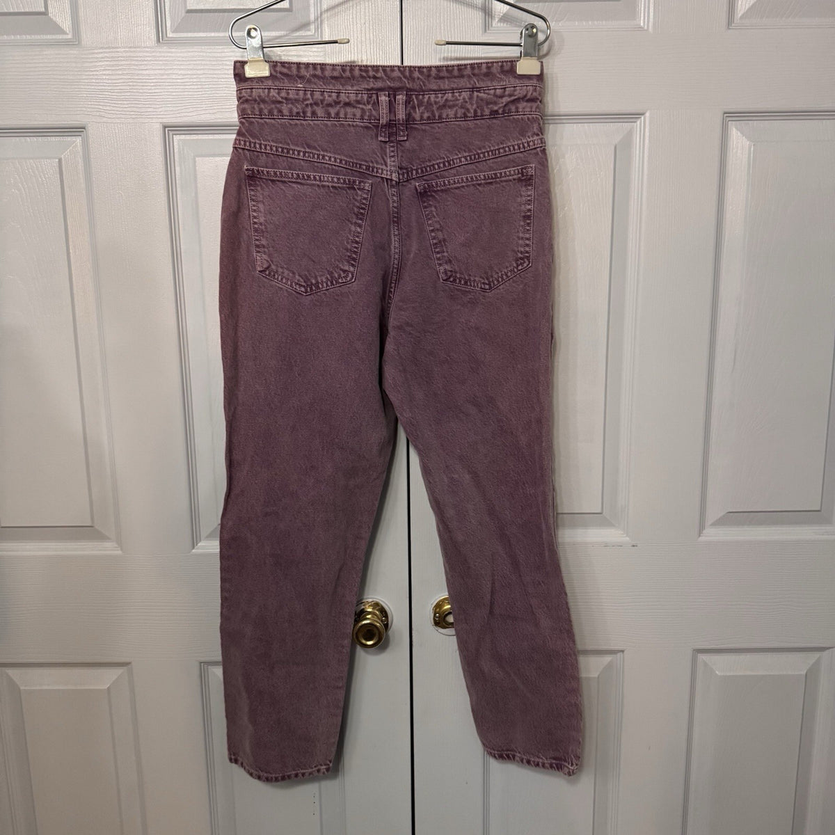 MNG Mango Women’s High Waist Mom Jeans Purple Denim Size 14 (34) Straight