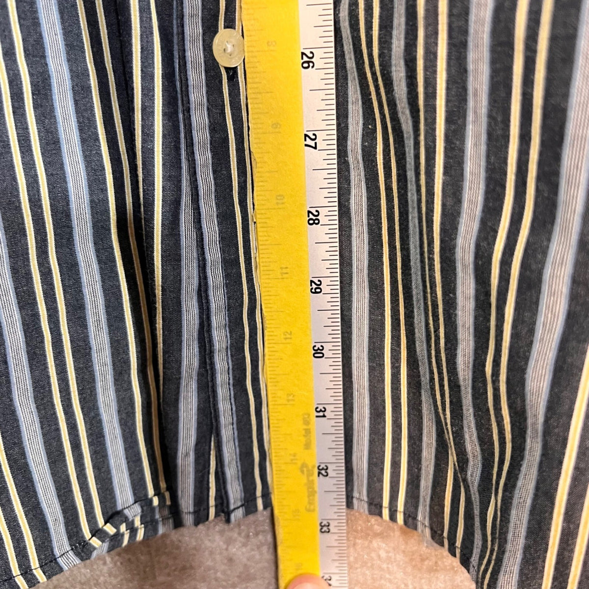 Chaps Button Down Shirt Mens XL Striped Long Sleeve Easy Care Gray Yellow
