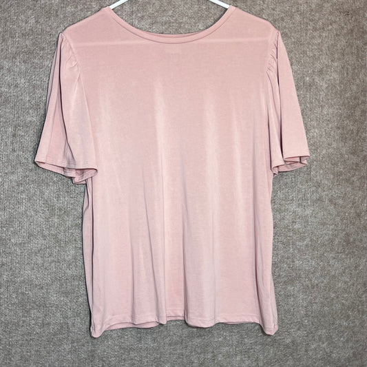 A New Day Blouse Womens XL Pink Short Flutter Sleeve Modal Blend Casual Coquette