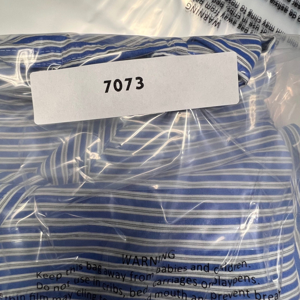 CHAPS Mens XL Button Down Shirt Long Sleeve Blue White Striped Easy Care
