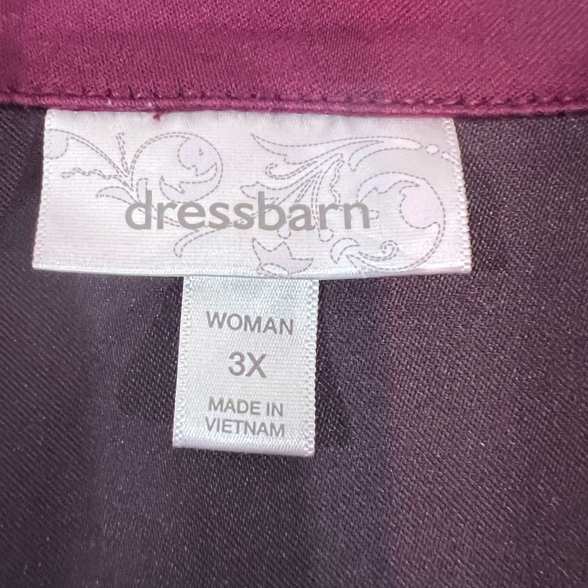 Dressbarn Denim Style Jacket Womens 3X Burgundy Cotton Stretch Pintuck Casual