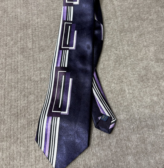 Gianno USA Made Men's Neck Tie Purple Violet Polyester 47035 Rockabilly Art Deco