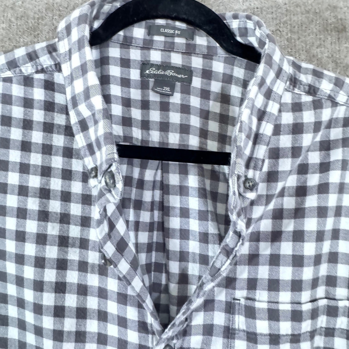 Eddie Bauer Button Up Shirt Mens 2XL Gingham Plaid Classic Fit Soft Flannel