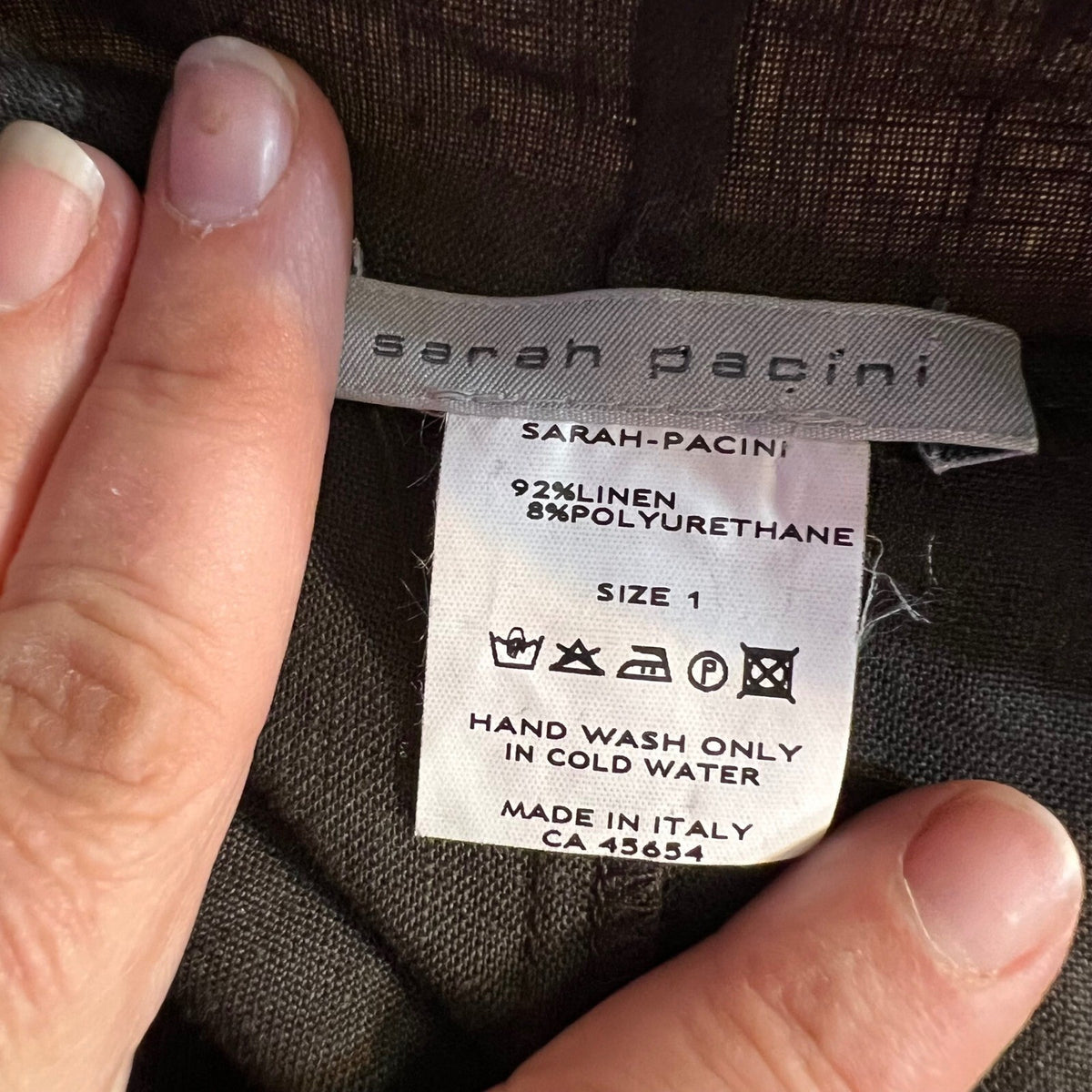 Sarah Pacini Linen Blend Cardigan Jacket Women Size 1 Brown Draped Open Front
