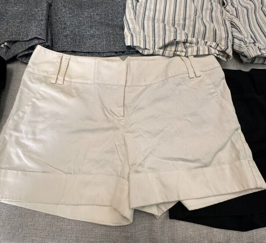 5 Pair Express 8P Women Flat Front Cuffed Cotton Shorts 4" Cuffed Short Rise y2K