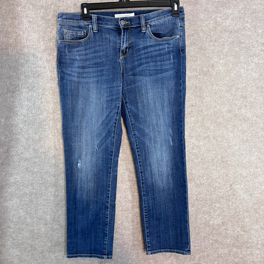Melrose and Market Boyfriend Jeans Women 28 Blue Distressed Stretch Denim READ