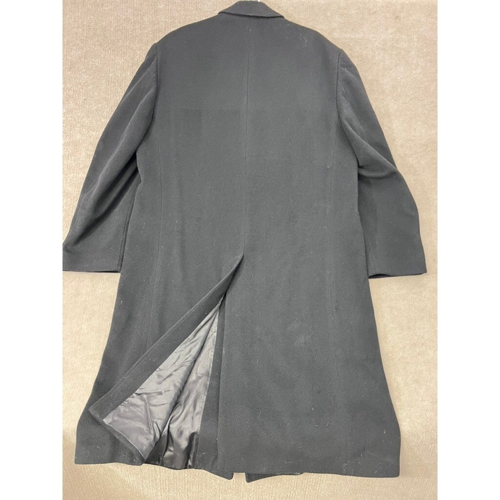 Mark Alexander Black Wool Cashmere Blend 46L Overcoat Men Long Top Coat Classic
