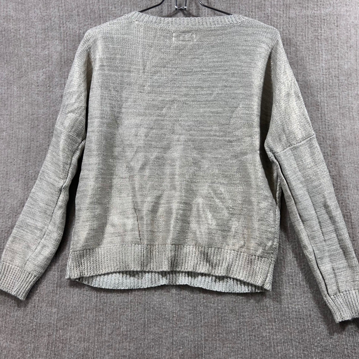 NUMPH Natalie Cable Knit Sweater Light Grey Metallic Sparkle Size M