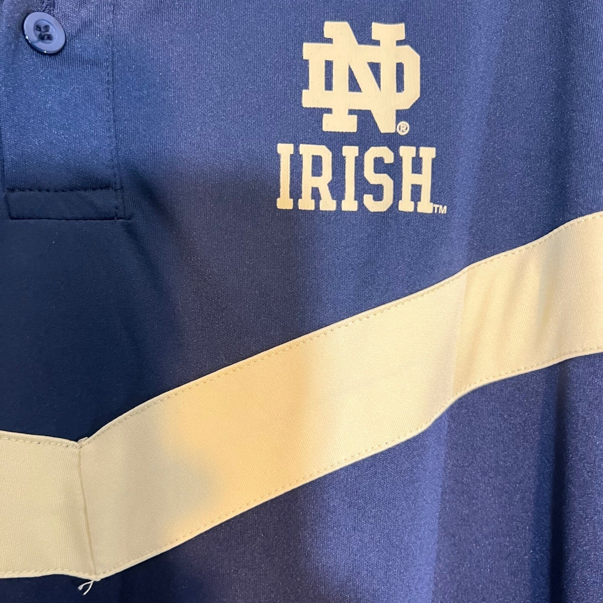 Colosseum Notre Dame Fighting Irish Polo Mens XL Navy Gold Chevron Gameday