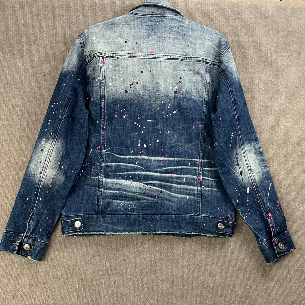 GFTD Los Angeles Aaron Drty Denim Jacket Paint Splatter Distressed Size L NWT
