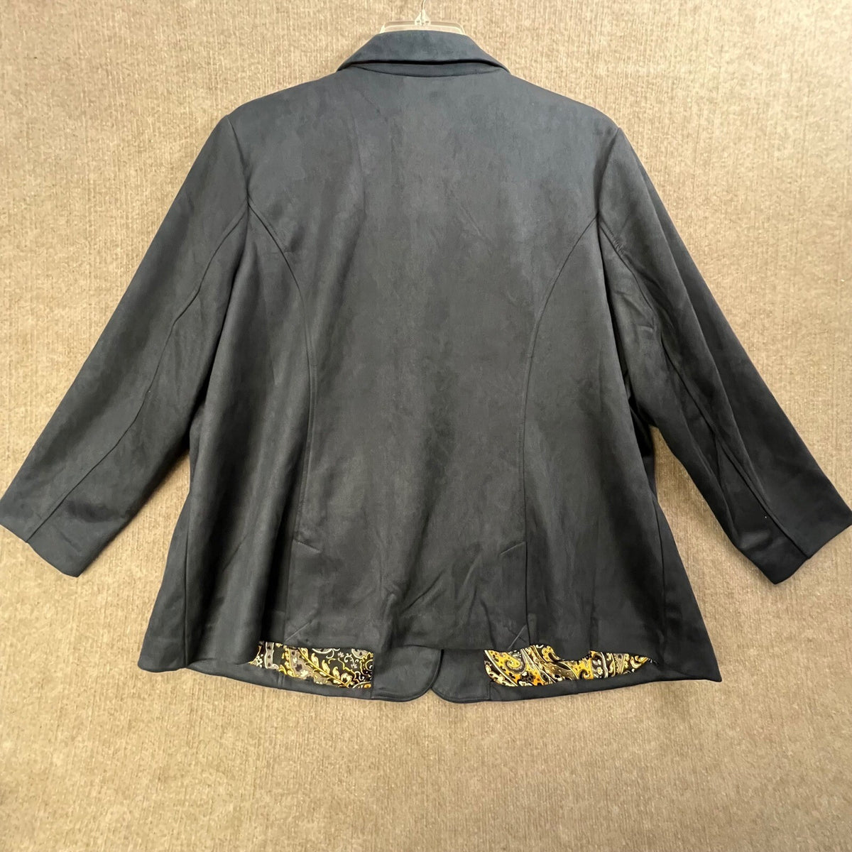 Isaac Mizrahi LIVE! Black Faux Suede Blazer Jacket 3XP Paisley Lining