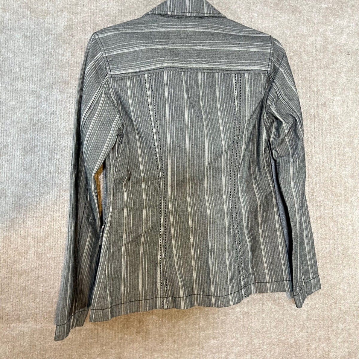 Tommy Bahama Blazer Jacket Womens XS Gray Striped Herringbone Cotton Coastal