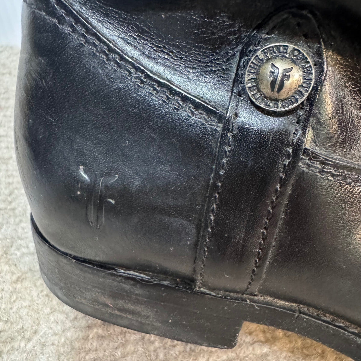 Frye Melissa Button Back Zip Boots Womens 6.5 Black Leather Knee High Equestrian