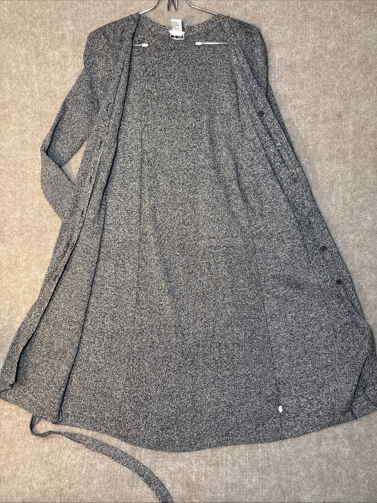 Clio Duster Cardigan Women Small Gray Short V-Neck Silk Blend Button Up
