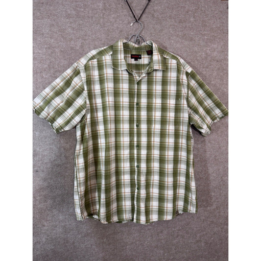 Wolverine Plaid Button Down Shirt Mens XXL Green White Short Sleeve Gorpcore