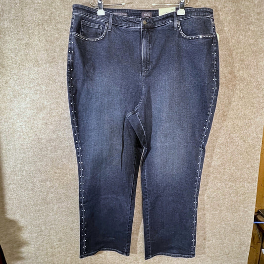 NYDJ Brooke Loose Straight Jeans Womens 24W Rhinestone Dark Wash Denim NWT