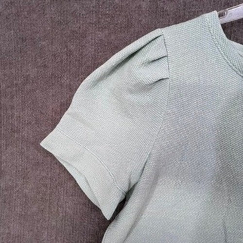 Talbots Plus Size 3X Green Puff Sleeve Crew Neck Sweatshirt Top