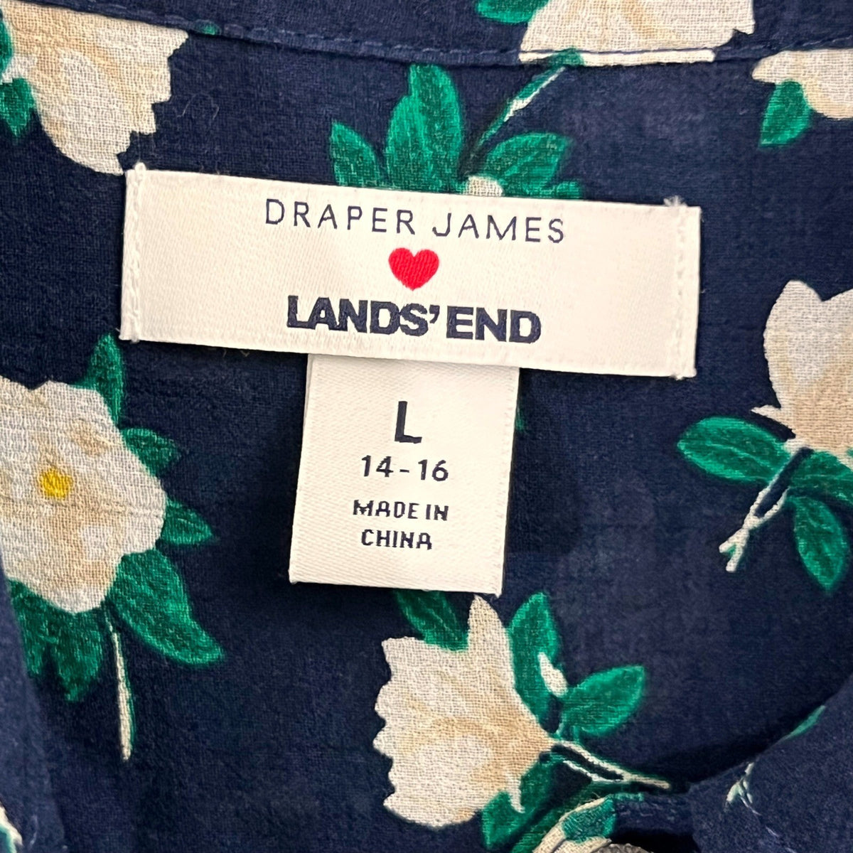Draper James Lands' End Floral Print Button Front Shirt Dress