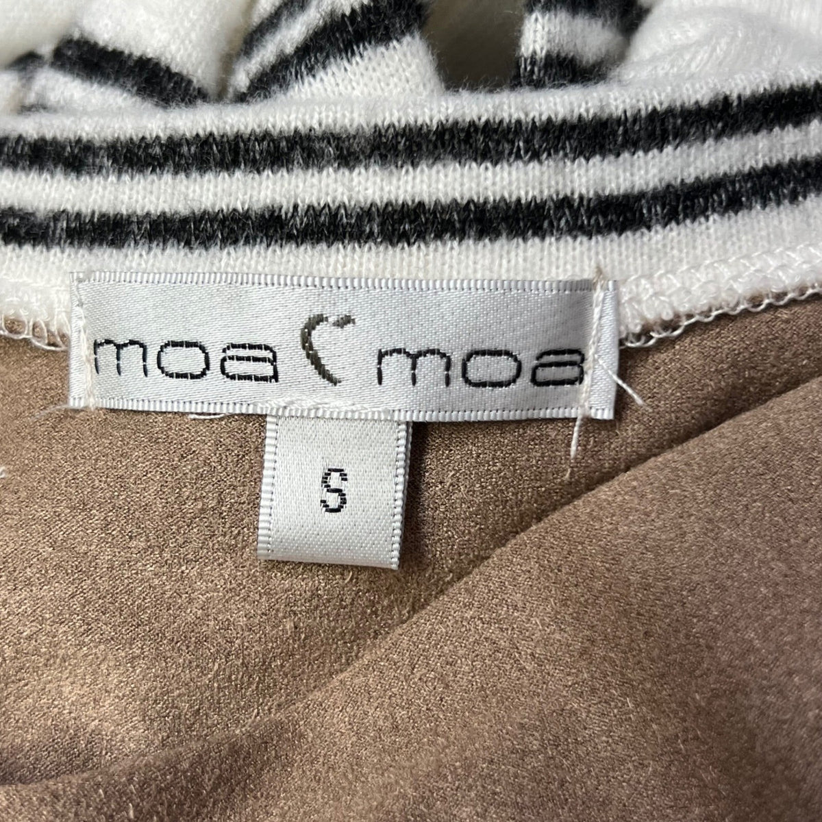 NWT Moa Moa Striped Dress Long Sleeve Mini Knit Ivory Black Colorblock Small