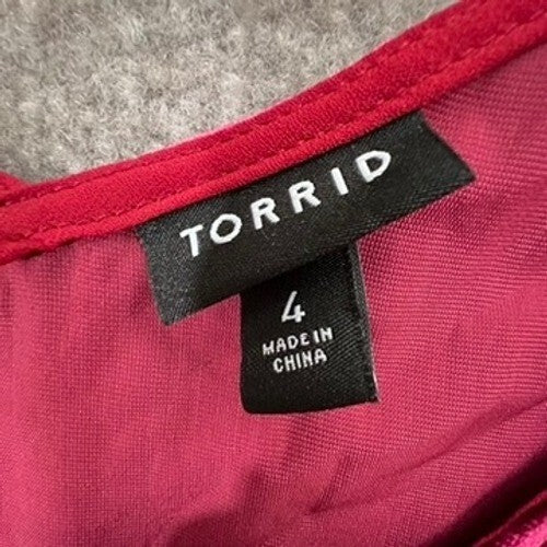 Torrid Velvet Cami Top Adjustable Straps V-Neck Sleeveless Red Size 4