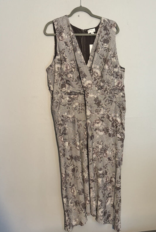 Morgan Taylor Ladies Floral V-neck Sleeveless Maxi Dress 20w Asymmetric Hem