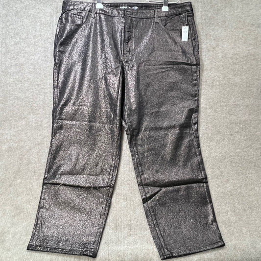 NWT Old Navy High Rise OG Loose Metallic Jeans Pants Black Silver Size 24
