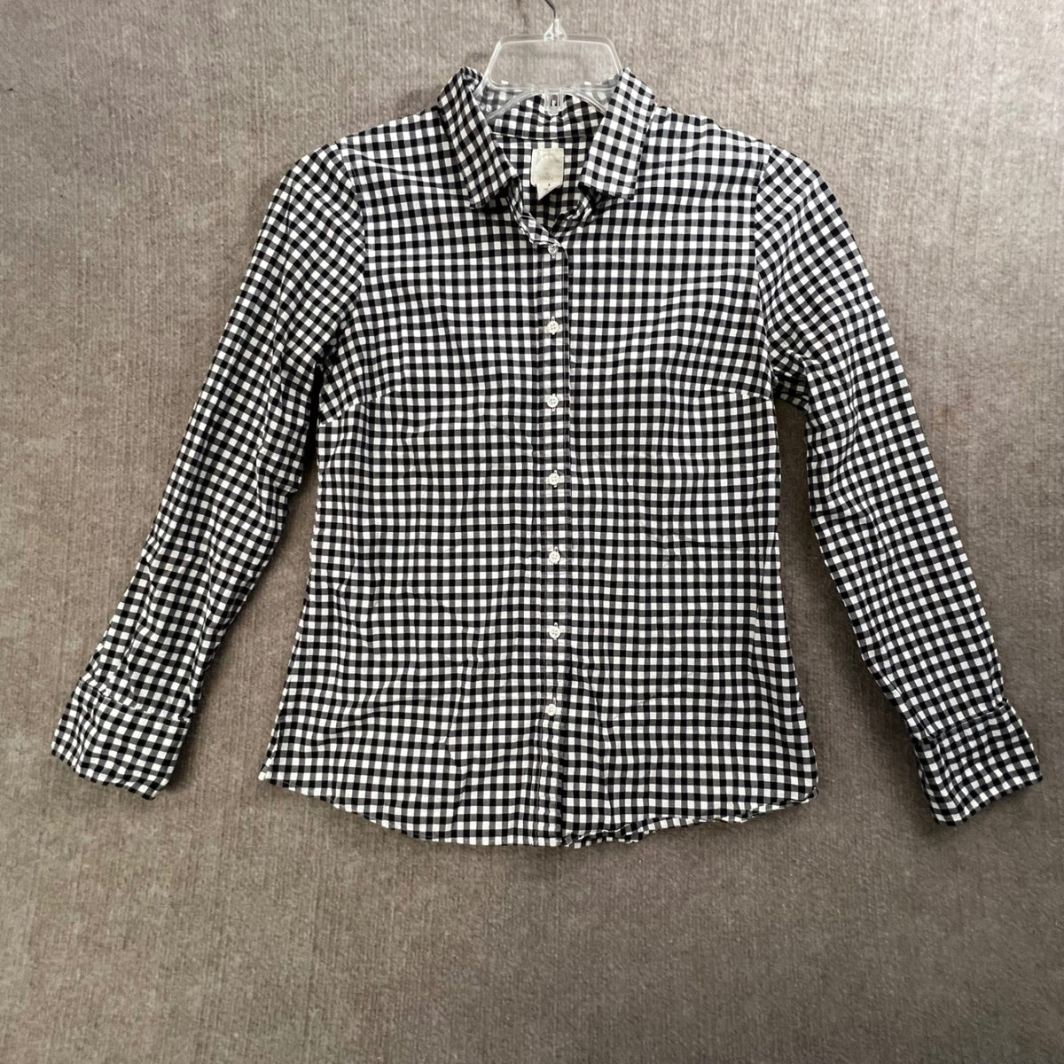 J.Crew The Perfect Shirt Women's Black White Gingham Check Button Down Top