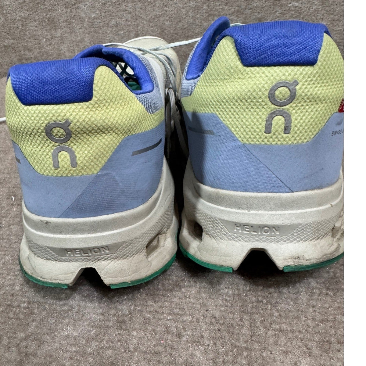 On Cloudstratus Running Shoes Men 12 White Green Blue Helion Cushion Sneakers