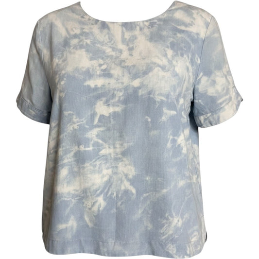 One Love Clothing Top Women Small Blue White Tie Dye Full Zip Back Cotton Casual