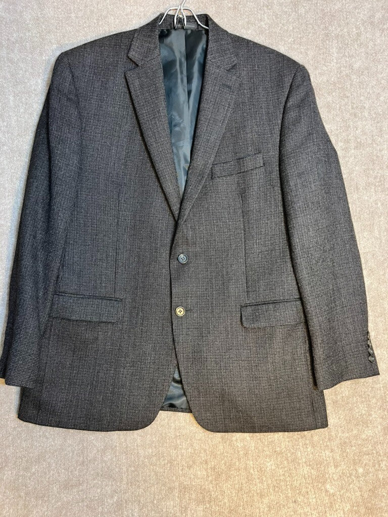 Chaps 42R Brown Jacket Gray/Brown Houndstooth Style Woolen Fabric