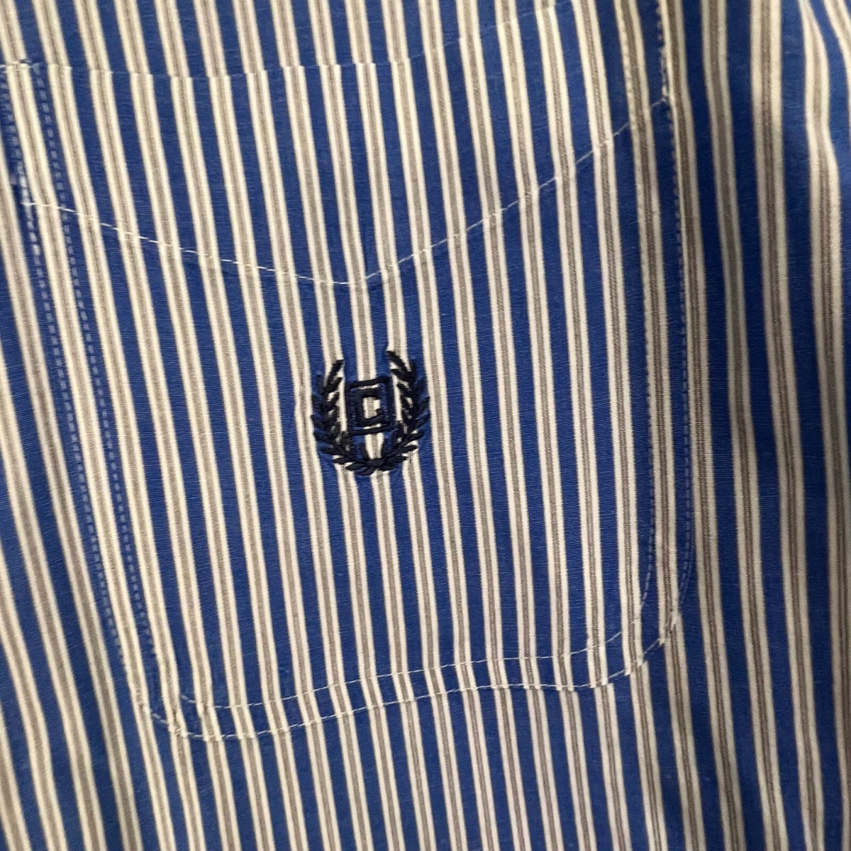 CHAPS Mens XL Button Down Shirt Long Sleeve Blue White Striped Easy Care