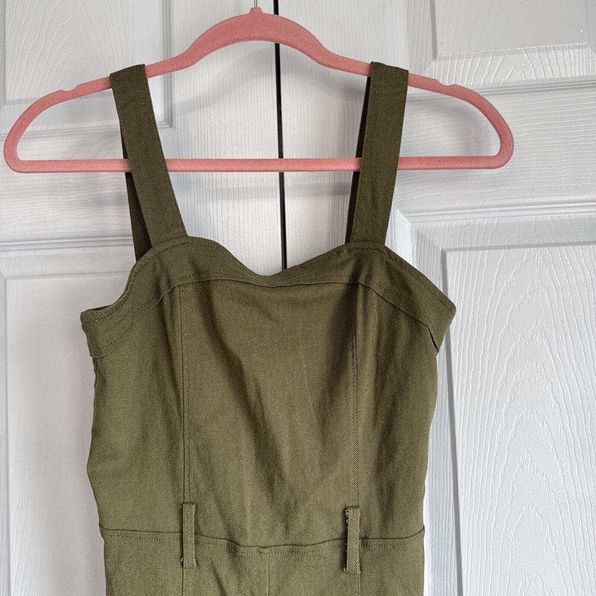 Haute Monde Back zip Bib Overall Romper Jumper Med Women Rayon Spandex Stretchy