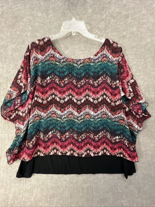 Cato Women's Blouse Top Layered  Drape Comfort Stretch Career plus Size 26/28