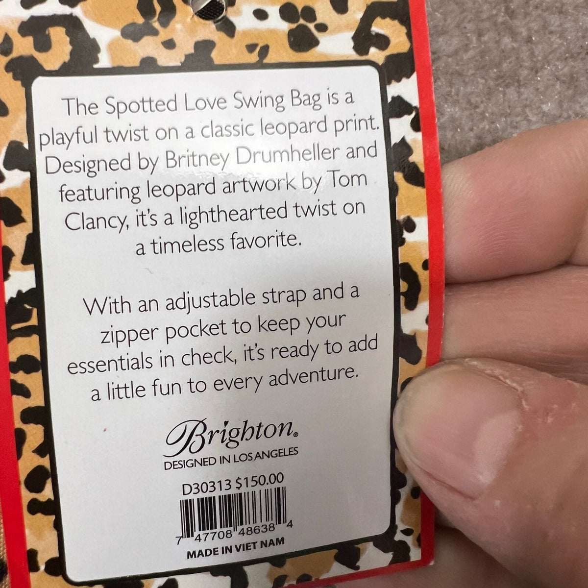 Brighton Spotted Love Swing Bag Leopard Print Heart Crossbody Shoulder Bag