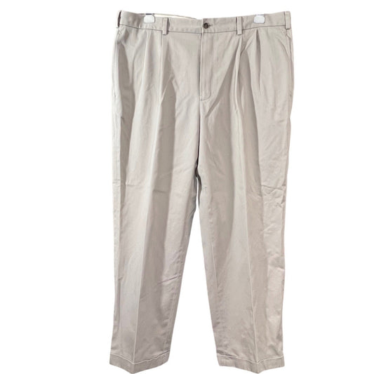 Brooks Brothers Advantage Chino Elliot Mens 40x32 Khaki Pleated Cuffed