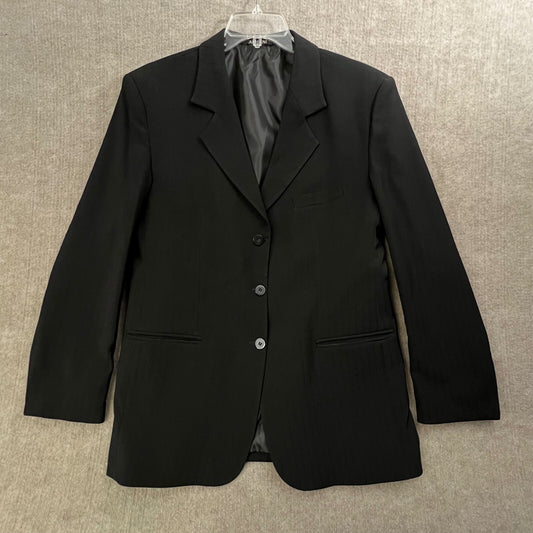 Emporio Armani Black Pinstripe Blazer Jacket Business Career Wear Women L/12