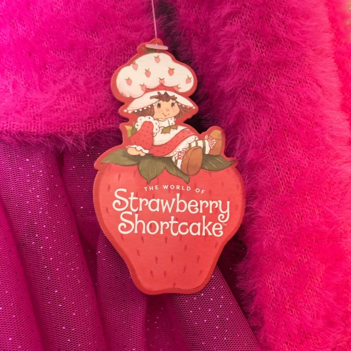 Strawberry Shortcake Faux Fur Tulle Dress Girls 5T Pink Glitter Winter Core