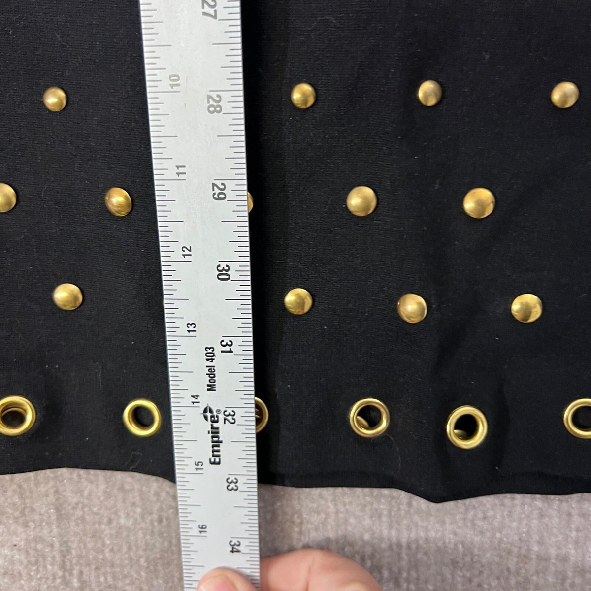 Roz & Ali Black Shift Dress Short Sleeve Gold Grommet Accents Casual Chic