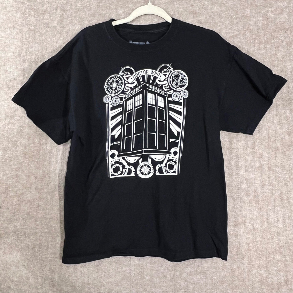 Doctor Who TARDIS Graphic T Shirt Mens Large Black Cotton Sci Fi Gorpcore