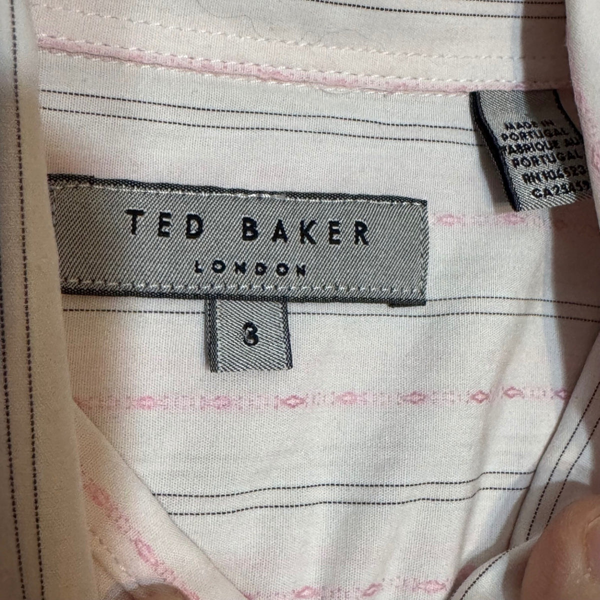 Ted Baker London Button Up Shirt Mens 3 Pink Striped Long Sleeve Cotton Preppy