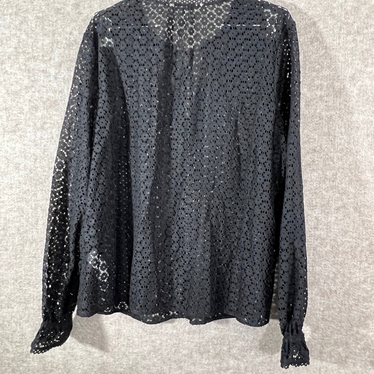 Boden Lace Blouse Womens 16-18 Black Long Sleeve Sheer Boho Minimalist
