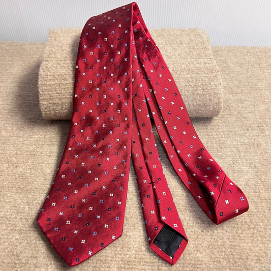 Brooks Brothers Silk Geometric Medallion Tie Mens Red Classic Preppy Business