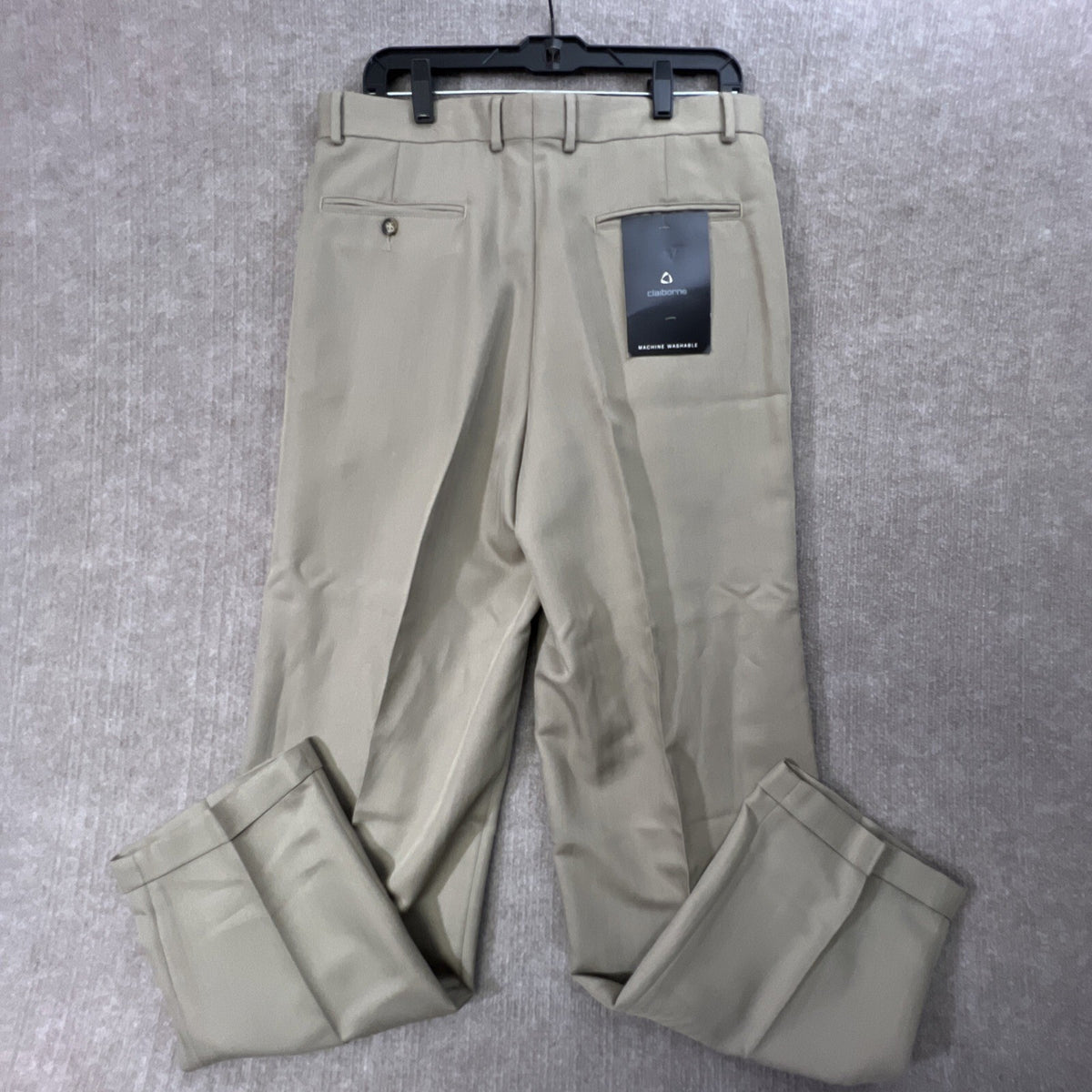New LIZ CLAIBORNE Elements Men Cuffed Beige Pleated Pants W 34 x L 34
