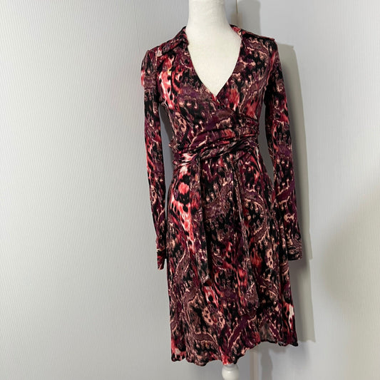 Marlais Wrap Dress Long Sleeve Print Midi Tie Waist