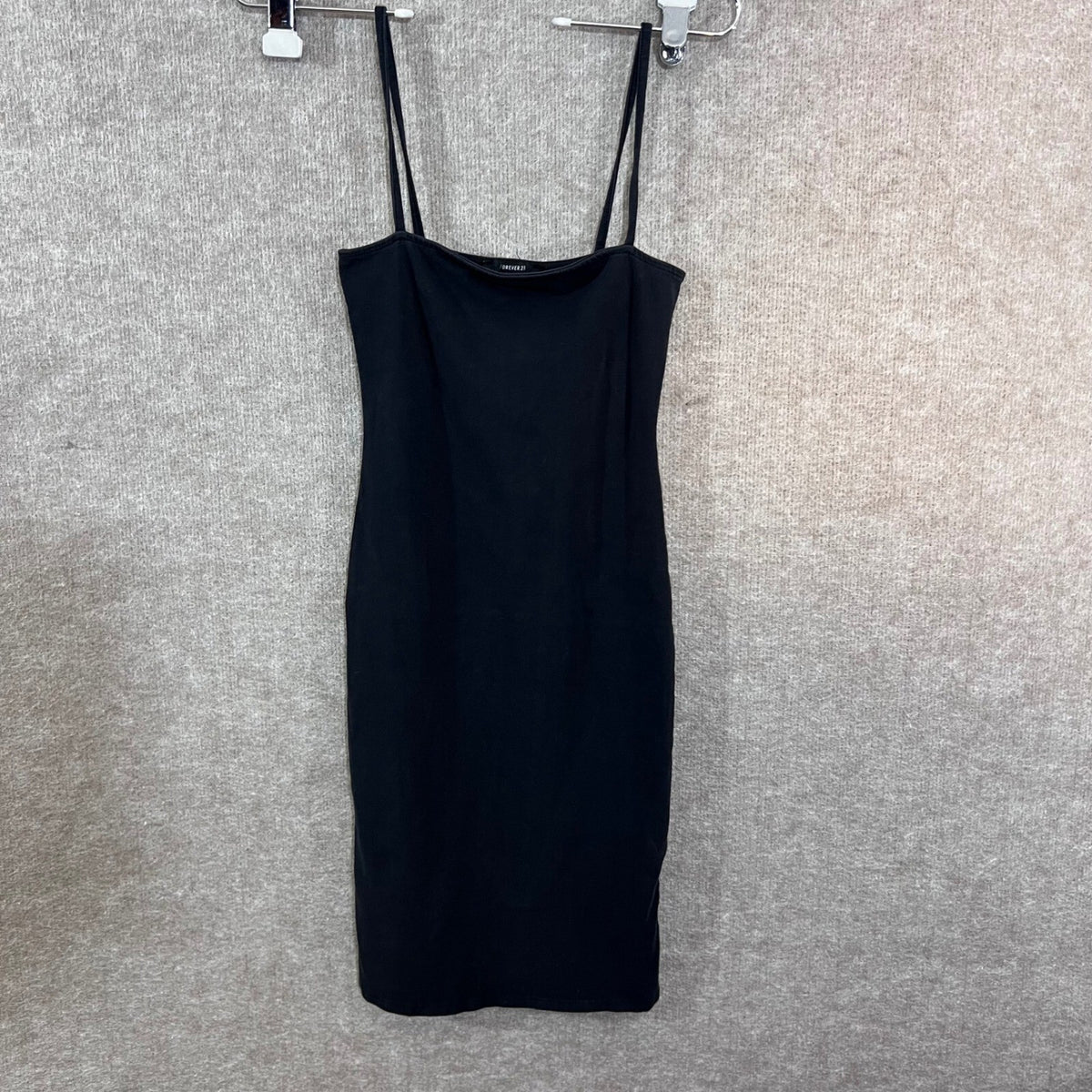 Forever 21 Dress Womens Small Black Mini Bodycon Spaghetti Strap Casual Basic