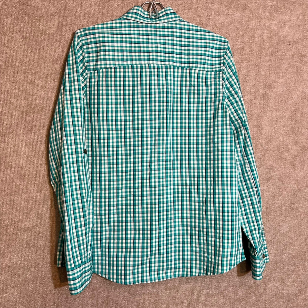 Magellan Outdoors Button Up Shirt Women M Green Gingham Plaid Hiking Gorpcore